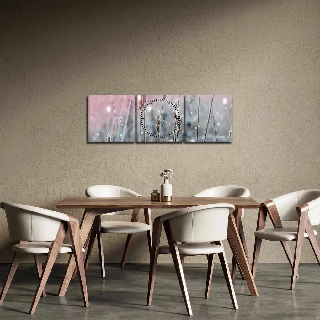 Kép - Téli táj (órával) (90x30 cm)