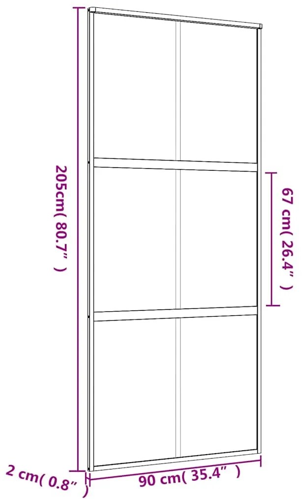aranyszínű ESG tejüveg és alumínium tolóajtó 90 x 205 cm