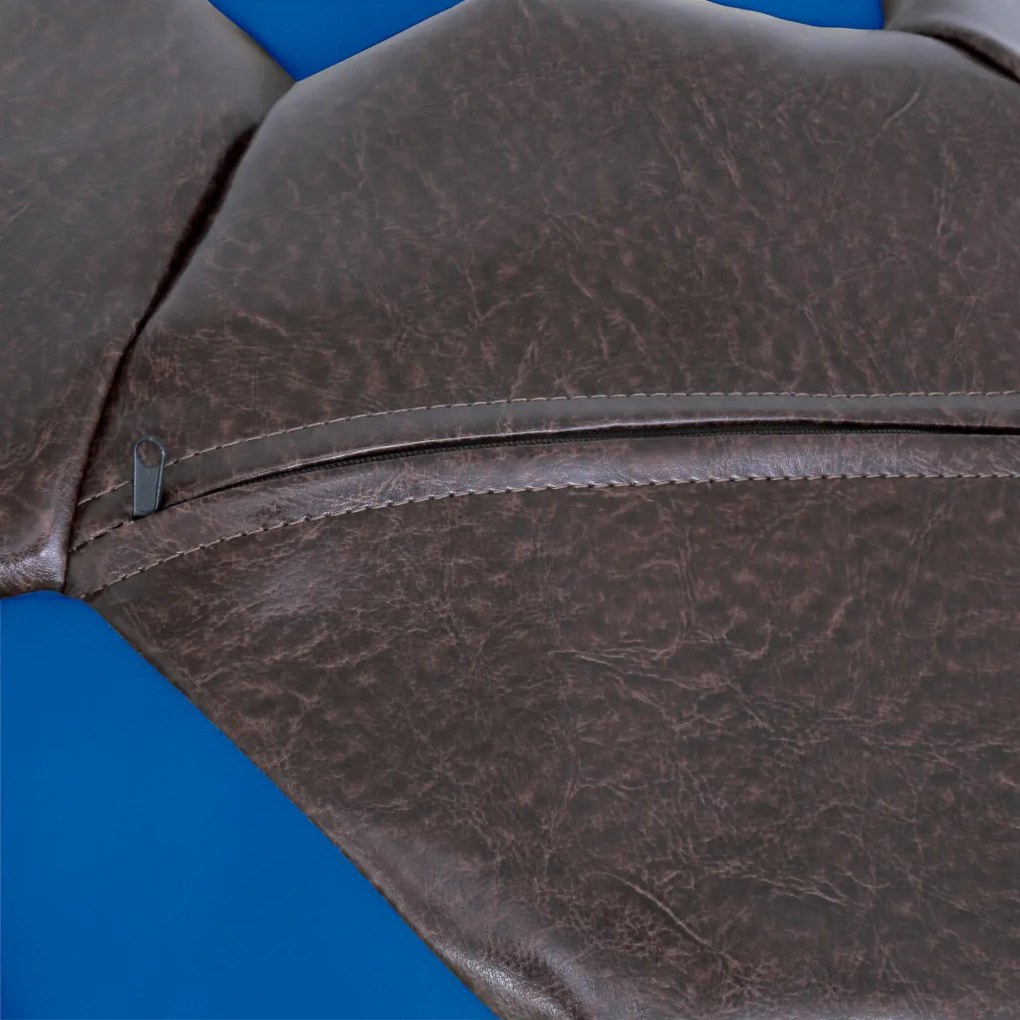 Mega Ball babzsákfotel - műbőr - barna/kék - 400 liter R
