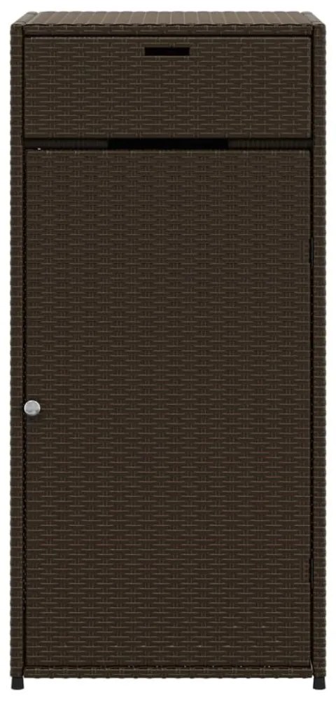 barna polyrattan kerti tárolószekrény 55 x 55 x 111 cm