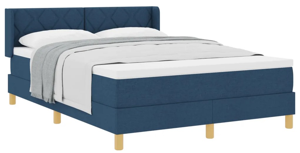 Boxspring ágy matraccal, kék, 140 x 200 cm, szövet