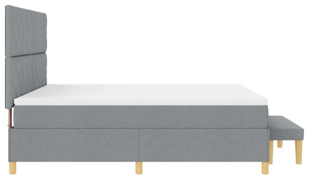Box Spring Ágy matraccal és paddal Világosszürke 180x200 cm Szövet