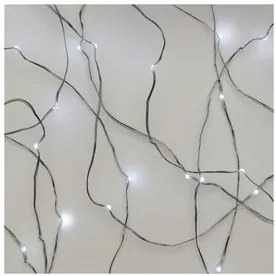 LED karácsonyi nano fényfüzér, ezüst, 4 m, kültéri és beltéri, hideg fehér, időzítő