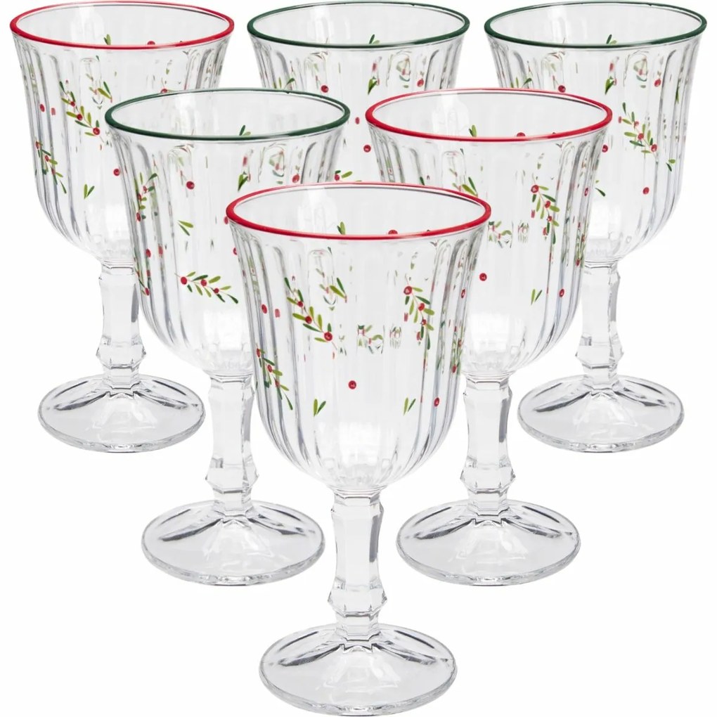 6 darabos karácsonyi borospohár szett Xmas Leaves 240 ml