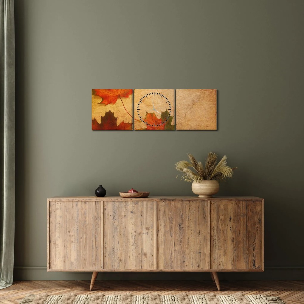 Őszi motívumú kép (órával) (90x30 cm)