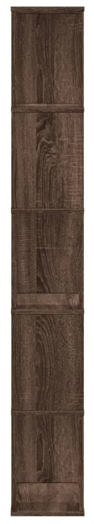 5 szintes barna tölgy szerelt fa könyvespolc 45x23,5x162,5 cm