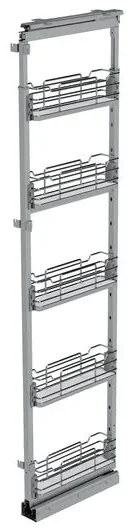 Konyhai fémrács, kamravasalat, 200mm, króm-fehér, teljes kihúzású, csillapított záródás, 1880-2180mm, 5 kosár SIGE, Infinity Line 258