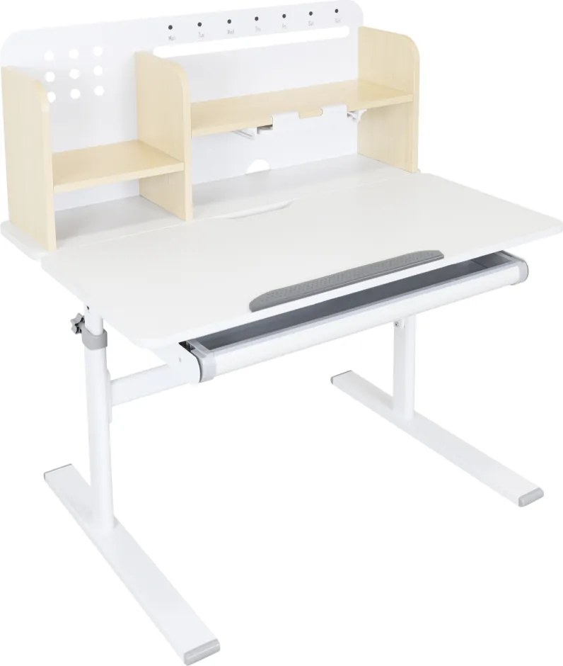 Növekvő íróasztal, természetes/fehér, ADAN