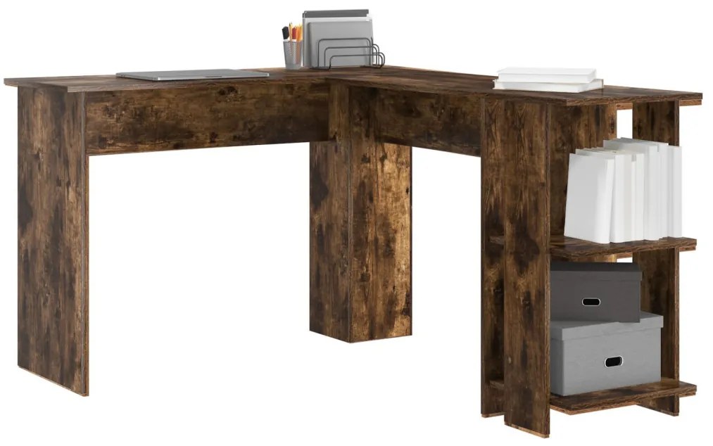 vidaXL Sarokíróasztal Füstölt tölgy 140 x 113,5 x 75 cm Faanyag