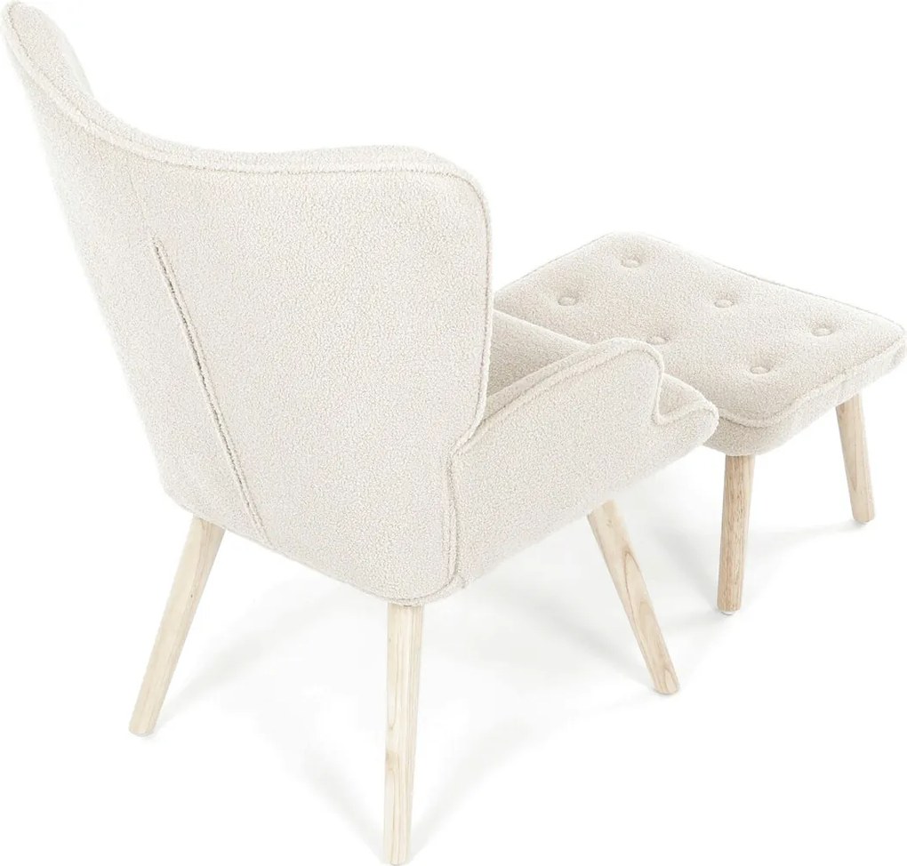 Krémszínű relaxfotel, boucle szövet kárpitozással, AK-319 CRM2