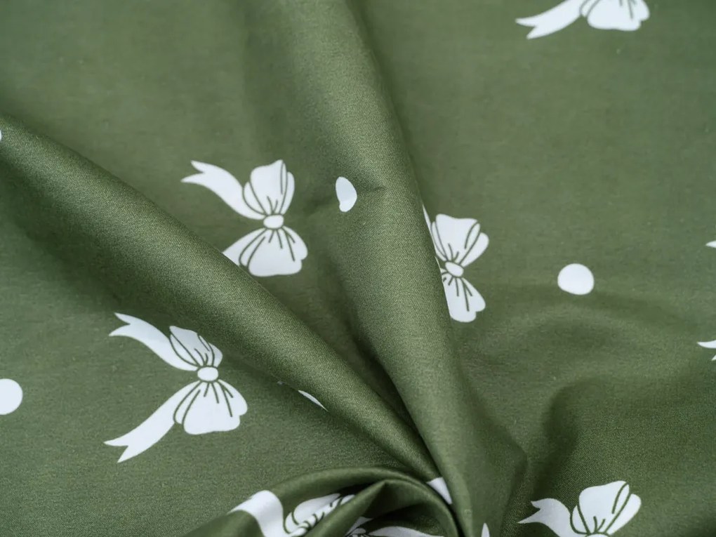 Mikroflanel ágyneműhuzat WHITE BOW zöld Ágyneműhuzat mérete: 70 x 90 cm | 140 x 220 cm