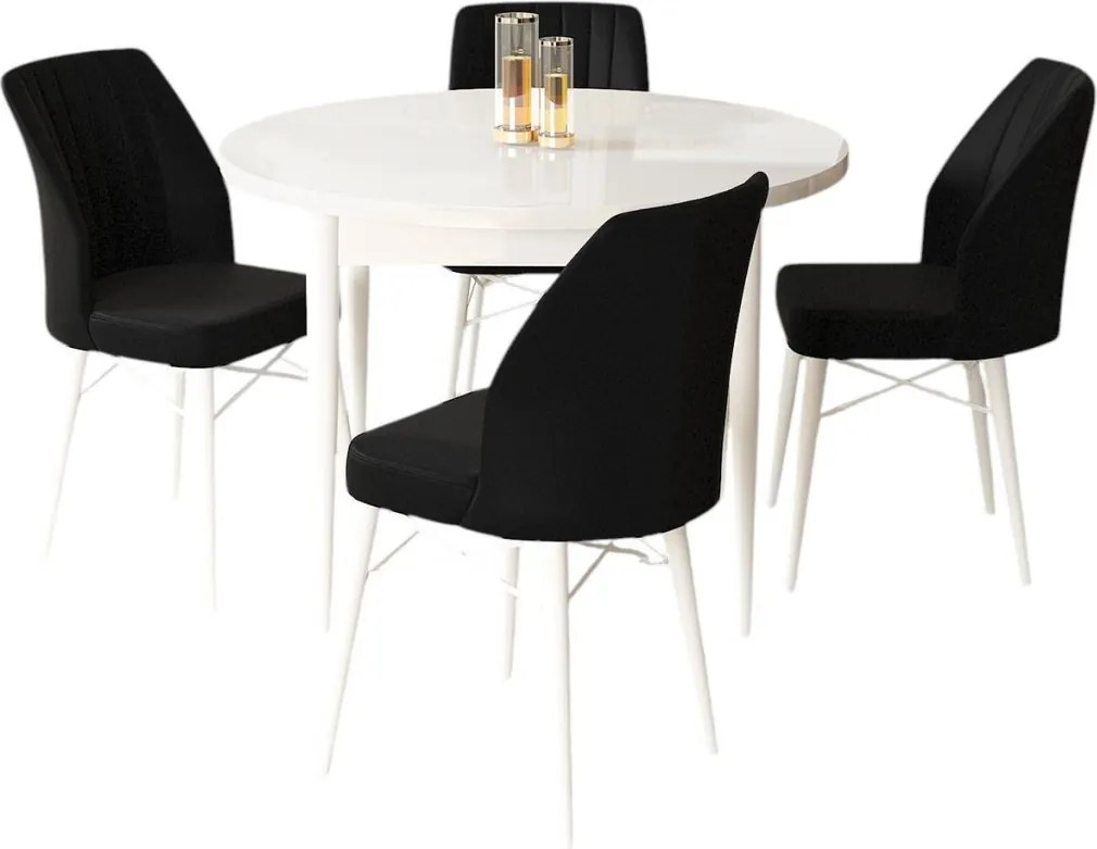 Rox étkezőgarnitúra, fehér-fekete, 90 cm