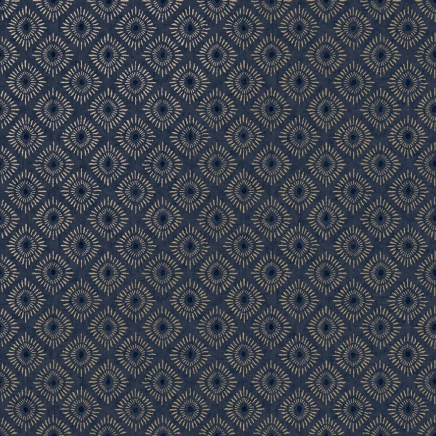 Holden Decor Journey to the East Sunstone sötétkék geometrikus vlies tapéta – 91872