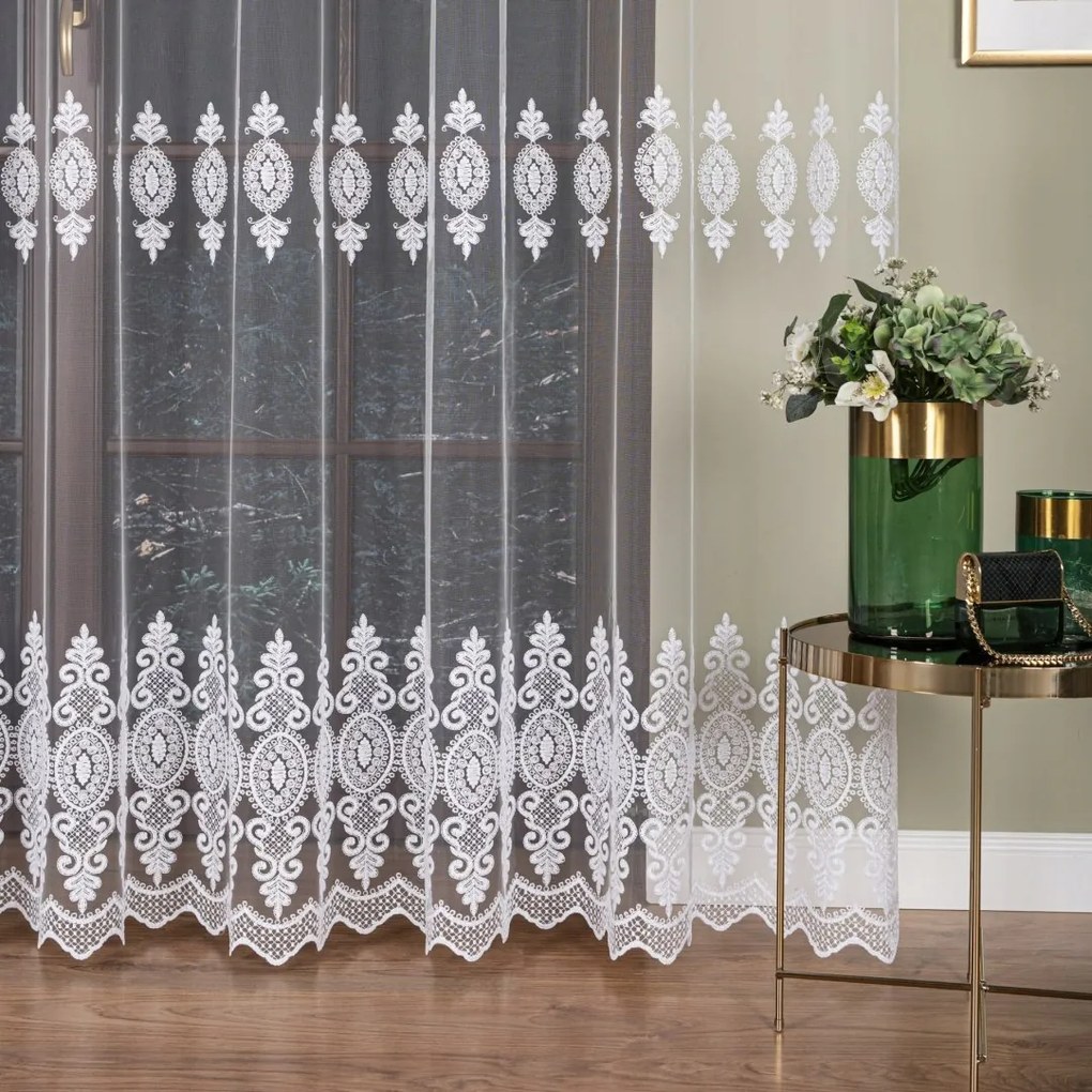 Mg függöny FH0018 Markizeta háló Fehér hímzett alsó 280cm 0,5m