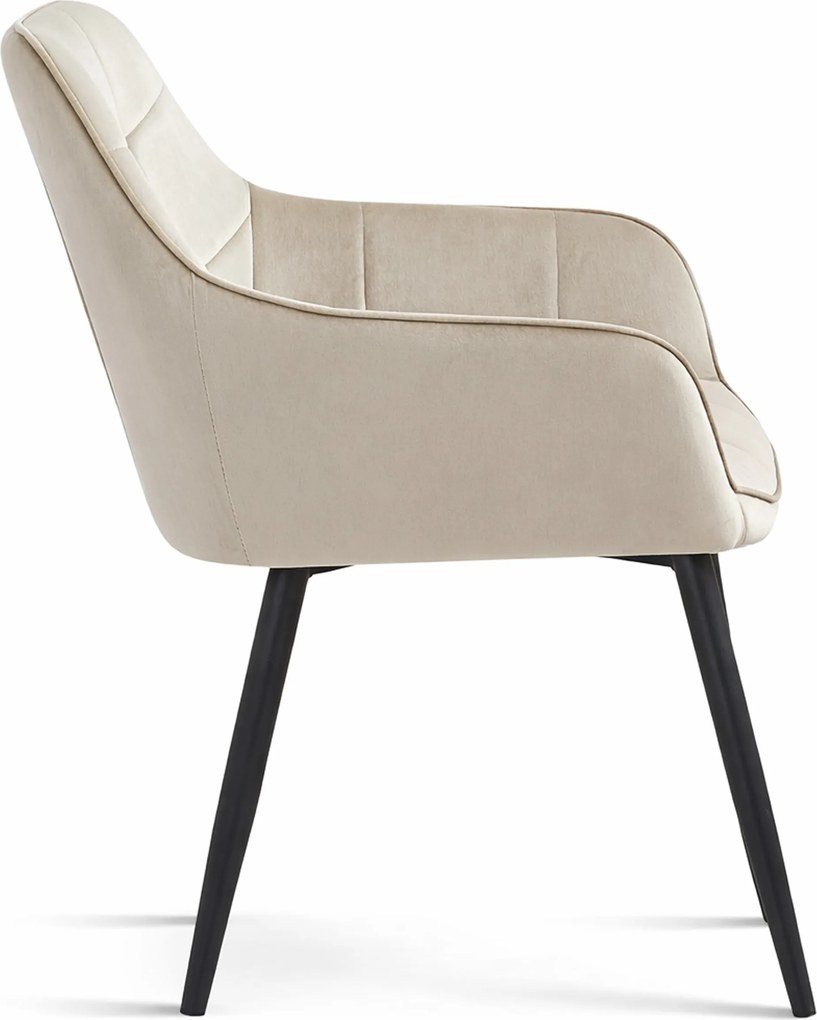 Étkezőfotel VARSI VELVET fekete lábakkal, bézs
