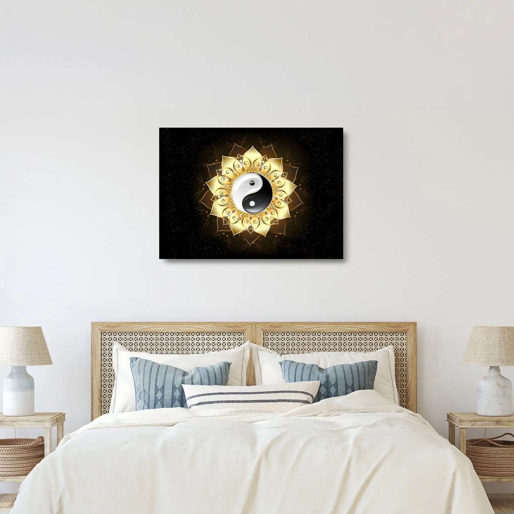 Kép - arany yin-yang (üvegen) (70x50 cm)