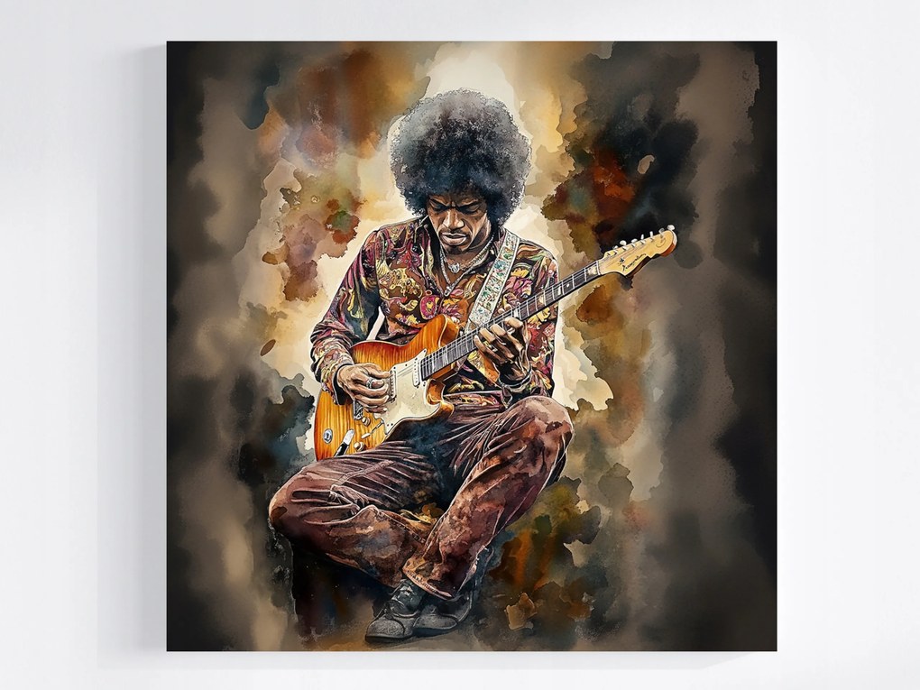 Vászonkép Canvas Akvarell Portré Férfi Gitáros Zene 80x80