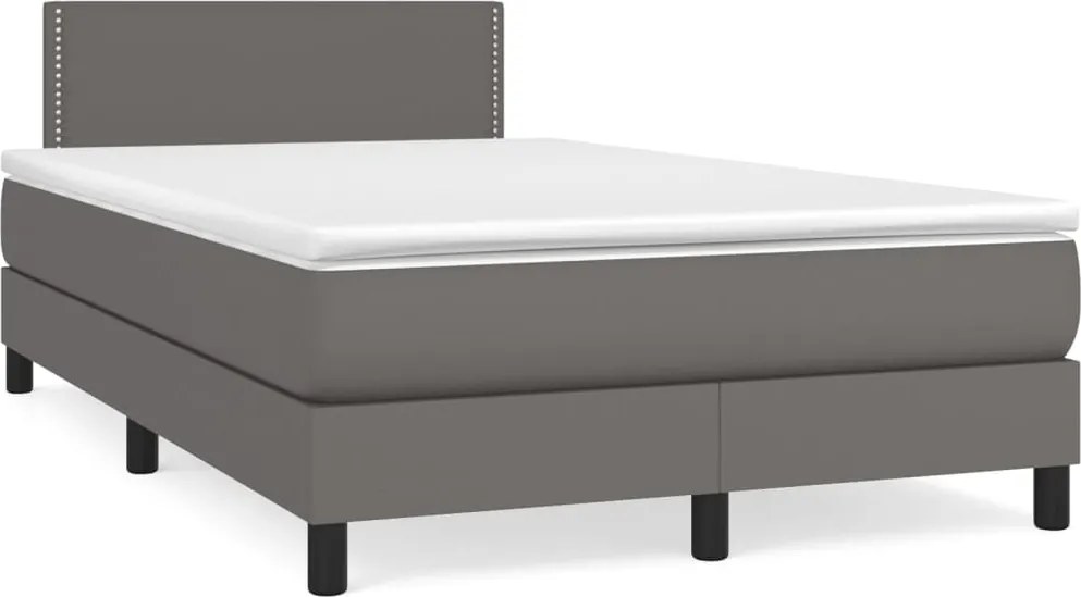 vidaXL szürke műbőr rugós ágy matraccal 120 x 200 cm