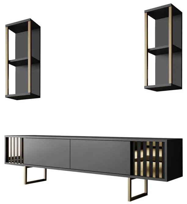 TV szekrény Gold Line - Anthracite, Black