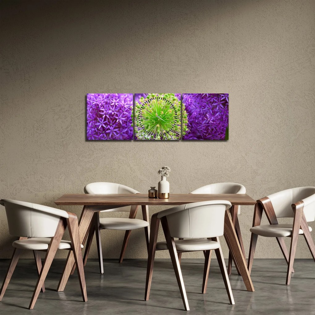 Virágos kép (órával) (90x30 cm)