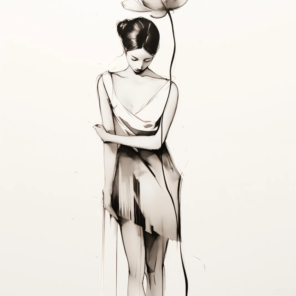 Poszter 100x100cm Magányos virágos múzsa