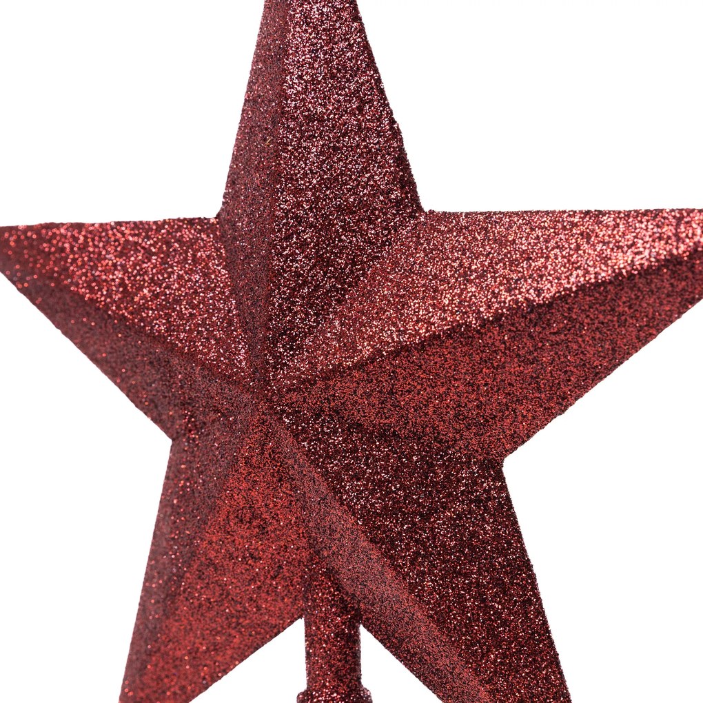 Bordó glitteres csúcsdísz 28.5 cm