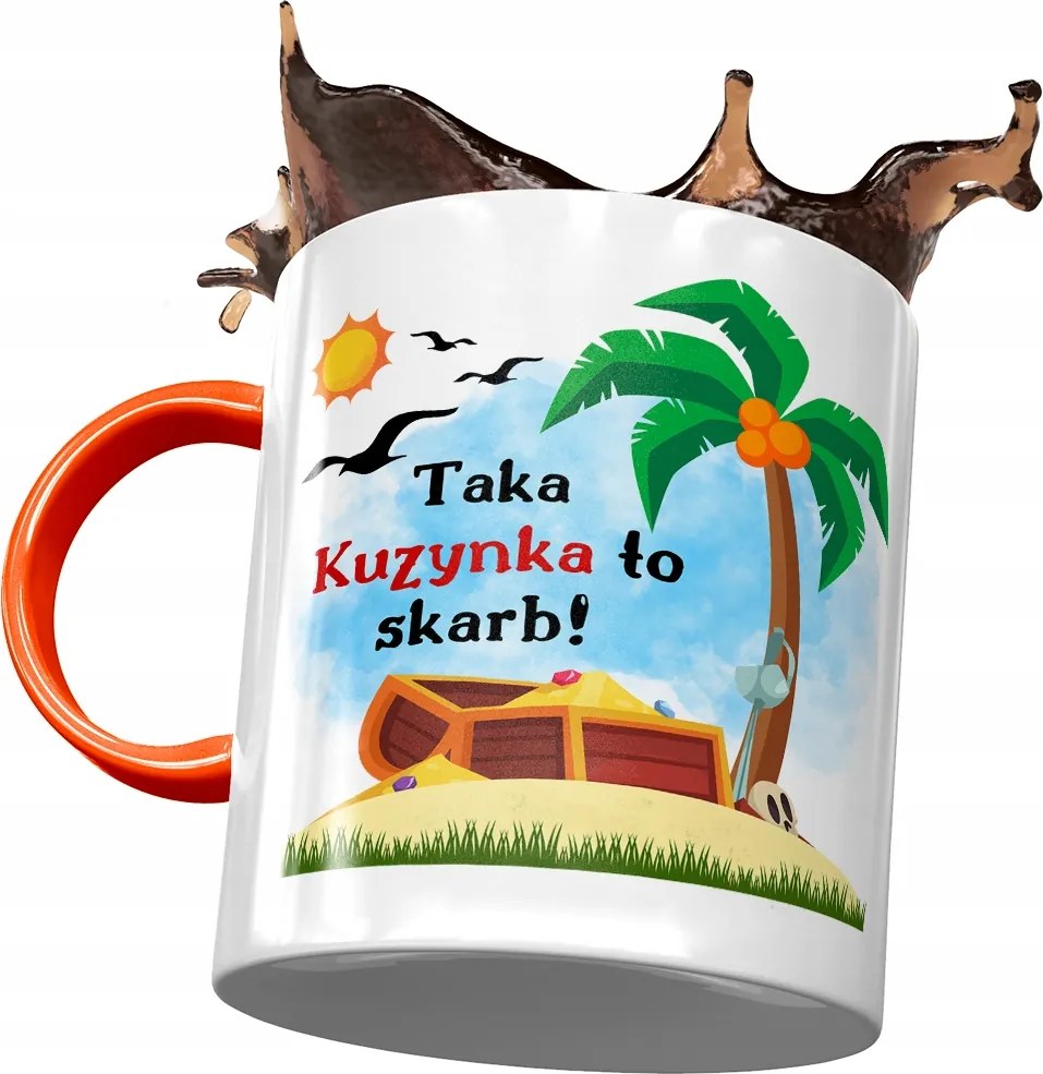 Narancssárga Bögre Unokatestvérnek Születésnapra Ajándék Nyomtatott Fotóval