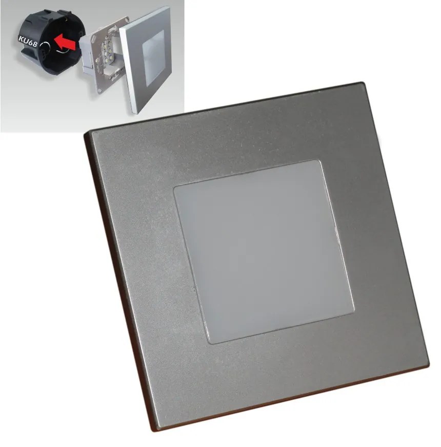 EMITHOR 48302 STEP LIGHT LED ezüst színű beltéri falba építhető lámpa 1W 60lm 4000K 86X86mm