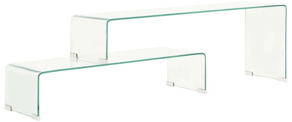 Kétrészes edzett üveg dohányzóasztal 90x30x20/110x30x40 cm