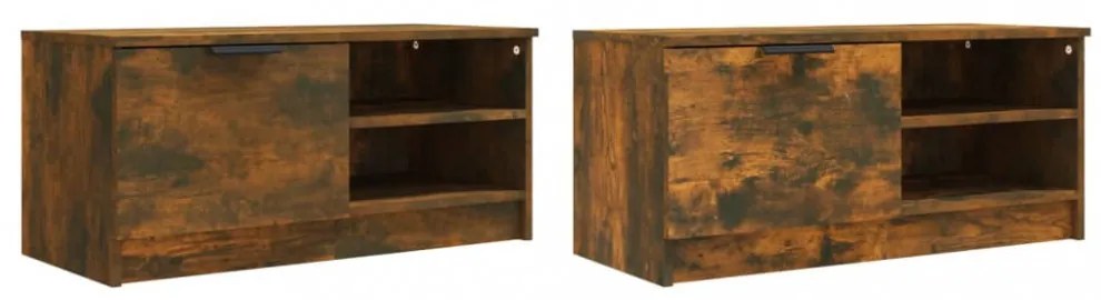 2 db füstös tölgy színű szerelt fa TV-szekrény 80x35x36,5 cm