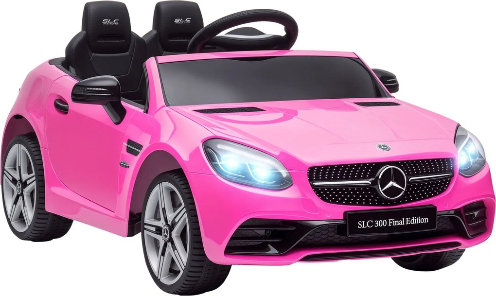 AIYAPLAY elektromos autó gyerekeknek 3+ éveseknek Mercedes SLC 300 12V távirányítóval, LED fényszórókkal, kürttel és zenével, rózsaszín | Aosom