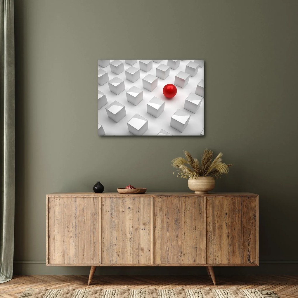 Absztrakciós kép - kocka gömbökkel (70x50 cm)