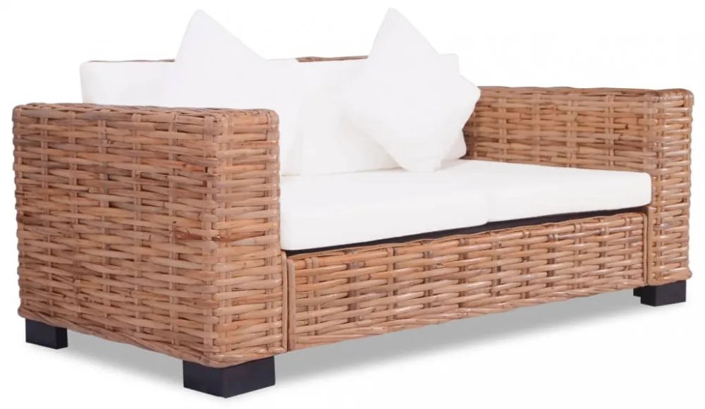 2 részes természetes rattan kanapészett párnákkal