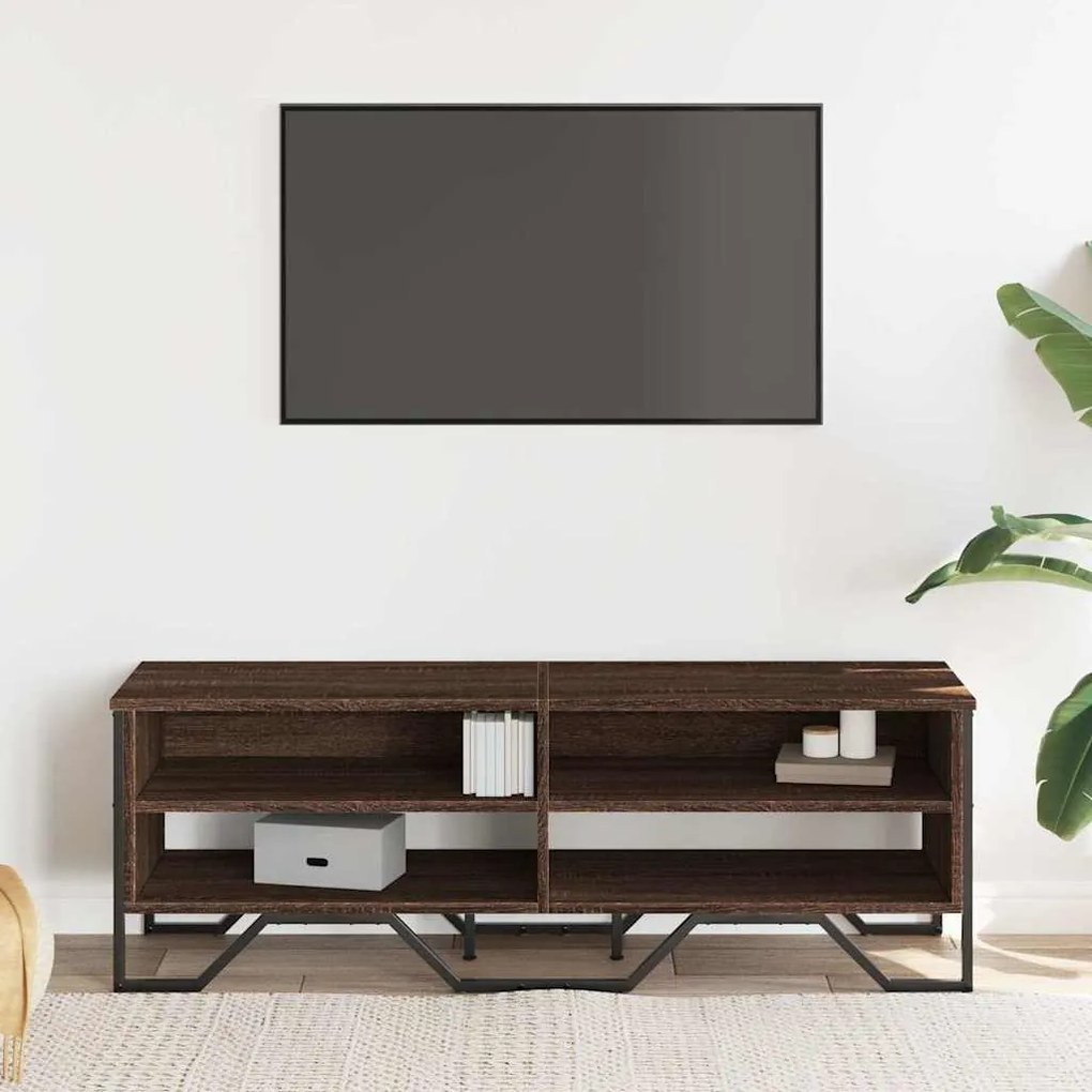 barna tölgy színű szerelt fa TV-szekrény 122 x 34 x 41 cm