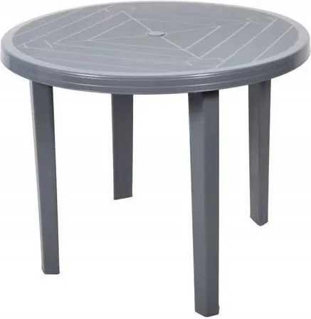 Kerti terasz asztal kerek műanyag szürke 90 cm