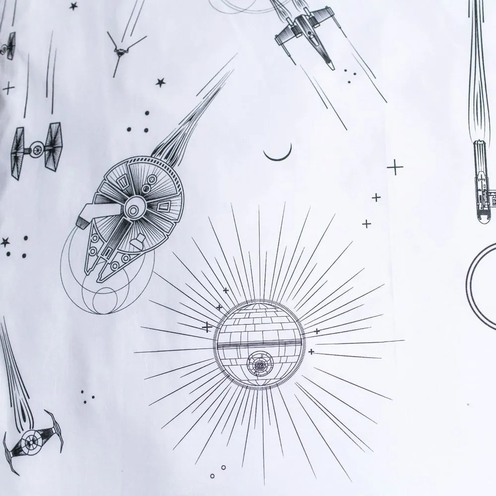 Fekete-fehér egyszemélyes pamut ágyneműhuzat 140x200 cm Star Wars – Jerry Fabrics