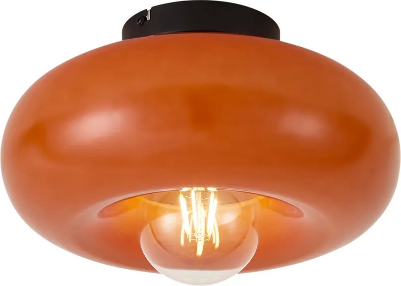 Retro Fekete Mennyezeti Lámpa Narancssárga Üveggel 30cm - Glaze