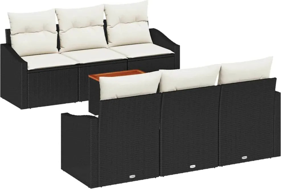 vidaXL Kerti Kanapé Szett tárolóval 7 pcs Fekete és Krém polirattan