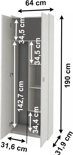 Kombinált szekrény, DTD laminált, fehér, NATALI TIP 6