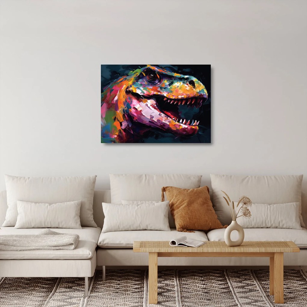 Üveg kép - Dinoszaurusz, festészet (70x50 cm)