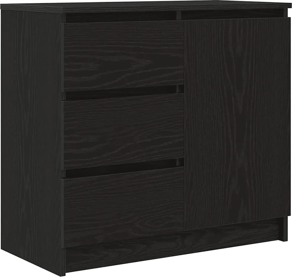 vidaXL fekete tölgy szerelt fa tálalószekrény fiókos 71x35x65 cm
