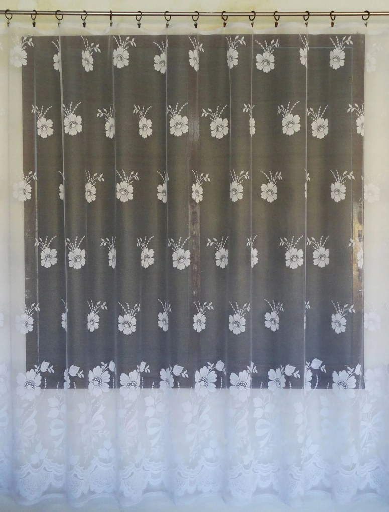 Mg Függöny Virágok 958 Fehér 250x195 kész, M szalaggal