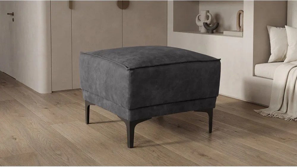 Antracitszürke bőrutánzat puff Copenhagen – Scandic