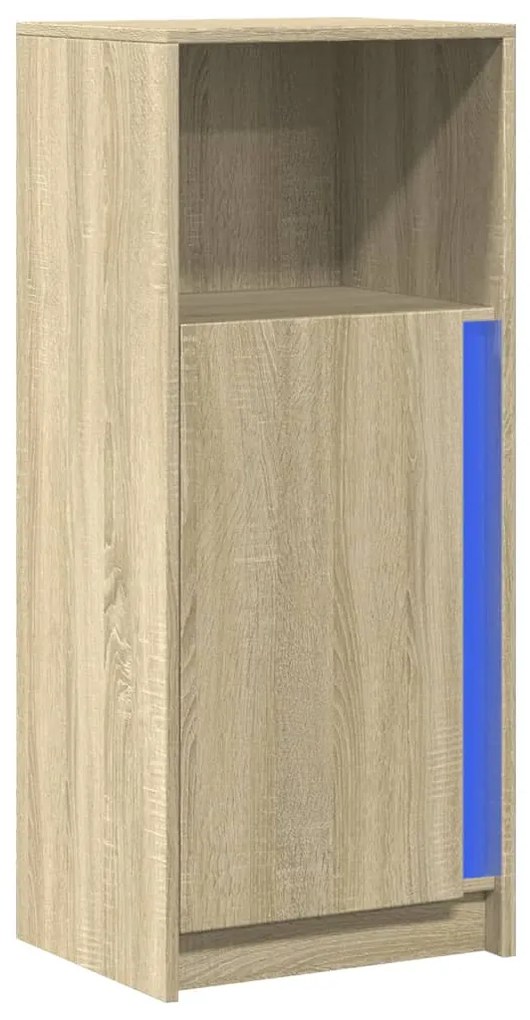 sonoma tölgy szerelt fa tálalószekrény LED-del 42,5x34x100 cm