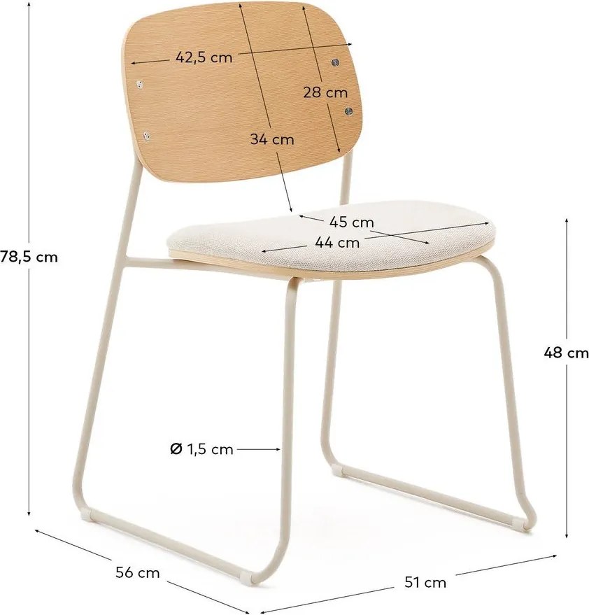 Bézs-natúr színű fém rakásolható étkezőszék Meli – Kave Home
