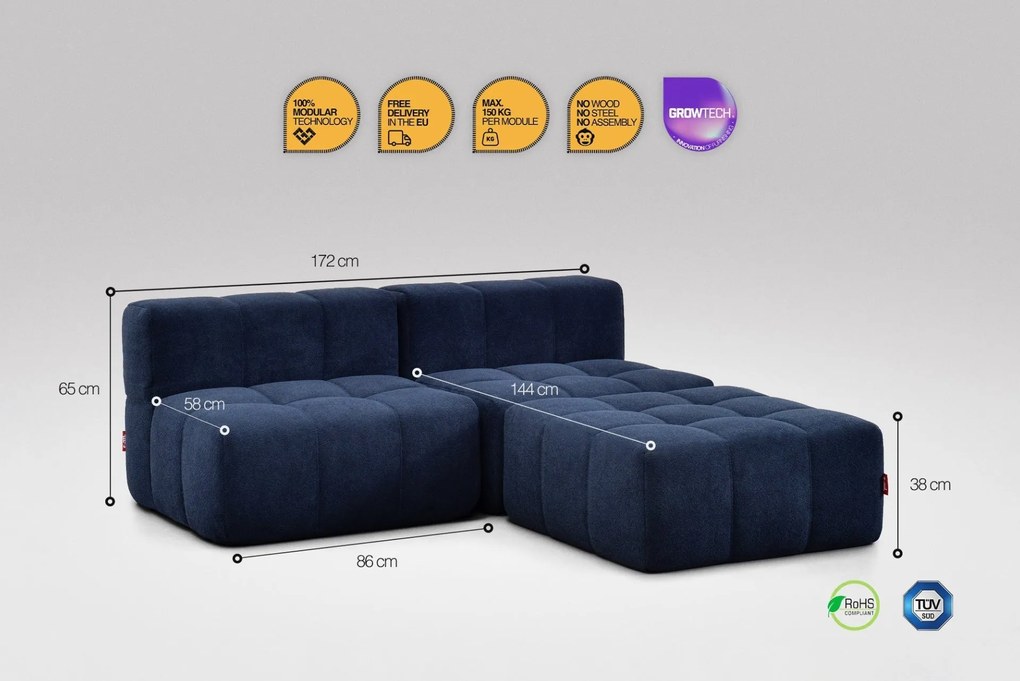 3 Teiliges Modulares Sofa – Blau
