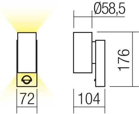 Redo 9455-LED Kültéri fali lámpa érzékelővel VINCE 2xLED/3W/230V IP54 barna