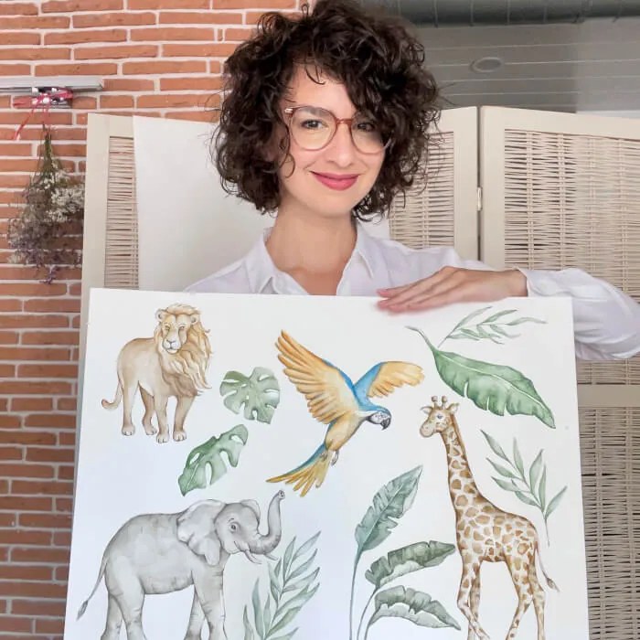 INSPIO Textil falmatricák - Zsiráf a SZAFARI világából