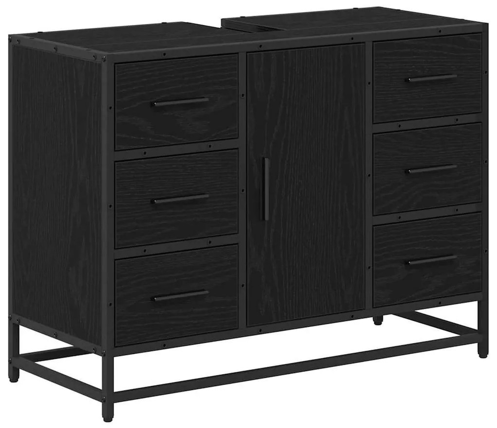 Fürdőszoba bútor szett 3 pcs Musta tammi 35 x 37.5 x 188.5 cm