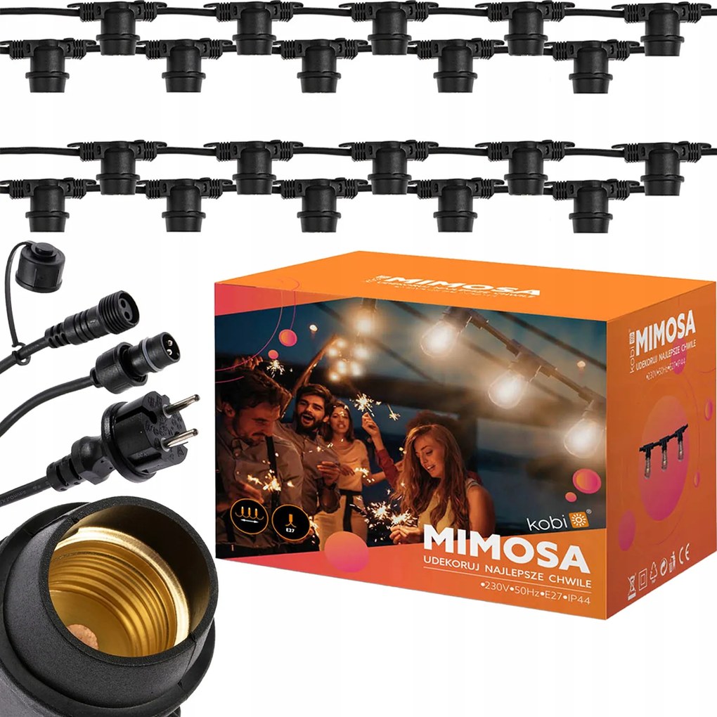 Kerti girland Kültéri Dekoratív Fényfüzér 20m 20x E27 LED-hez